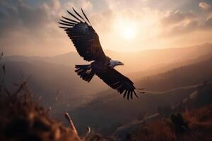a Águia escapando a Sol em a asas do liberdade criada com generativo ai tecnologia. foto