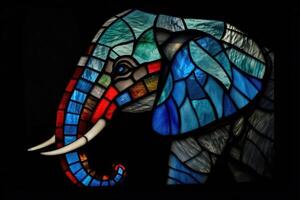 a elefante fez do manchado glas em uma Sombrio fundo criada com generativo ai tecnologia. foto