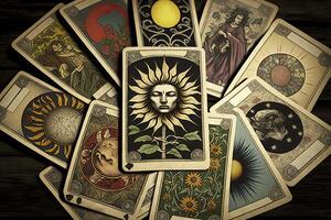 conjunto do tarot cartões. adivinhação e fortuna dizendo. generativo ai foto