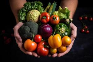verão conjunto do legumes saudável Comida dentro mão generativo ai foto