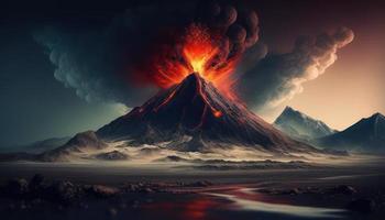 vulcânico erupção. ai gerado foto