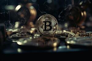 criptomoeda bitcoin a futuro moeda. generativo ai. foto