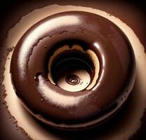 uma chocolate rosquinha com chocolate gelo e uma chocolate Esmalte ai gerado foto