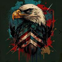 grunge patriótico americano Careca Águia - ai gerado foto