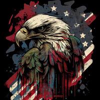 grunge patriótico americano Careca Águia - ai gerado foto