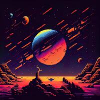 pixel arte espaço fundo - ai gerado foto