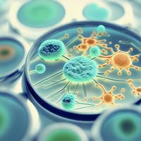 bactérias e vírus células petri prato, ai geração foto