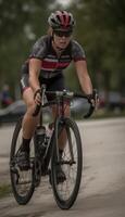 uma foto do a atleta equitação uma bicicleta. generativo ai