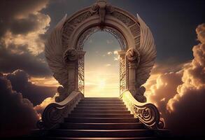 escada para paraíso. portão para paraíso. ai gerado foto