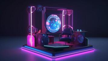 3d jogos estação com colorida luz, desenho animado - generativo ai foto