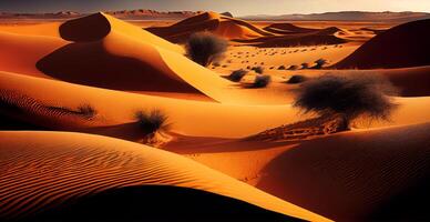 brilhante escaldante Sol dentro a deserto - ai gerado imagem foto