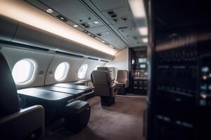 primeiro classe cabine avião generativo ai foto