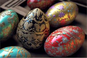 decorativo colorida Páscoa ovos ai generativo imagens para Páscoa dia foto