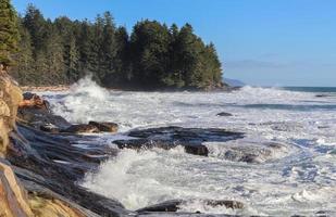 ondas em a costa às botânico de praia às Juan de fuca provincial parque dentro britânico Colômbia, Canadá foto