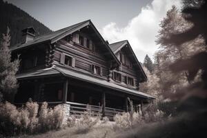 chalé dentro natureza. apresentar dentro montanhas. generativo ai foto