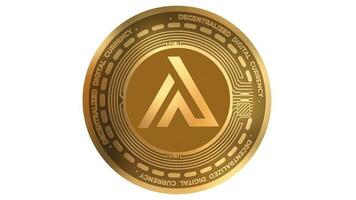 3d render dourado Apollo moeda apl criptomoeda moeda símbolo fechar acima foto