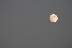 lua dentro cinzento céu a partir de a de praia foto