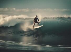 surfista dentro oceano. ilustração ai generativo foto