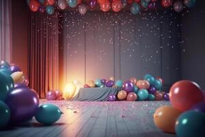 aniversário festa balão fundo. ilustração ai generativo foto