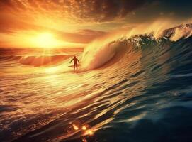 surfista dentro oceano. ilustração ai generativo foto