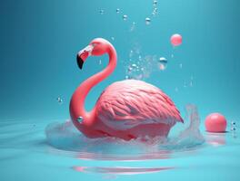 fofa verão fundo com Rosa flamingo. ilustração ai generativo foto