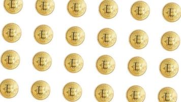 grupo de moedas de ouro de criptomoeda bitcoin isoladas no fundo branco foto