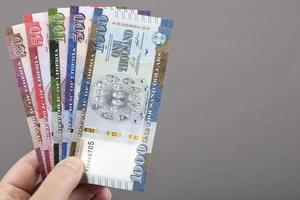 liberiano dólar - Novo Series do notas em uma cinzento fundo foto