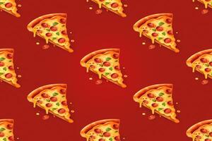 3d Projeto pizza fatia desatado padronizar sobre vermelho fundo. generativo ai. foto