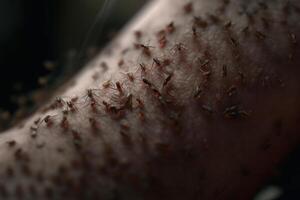 mosquitos em mãos, morder insetos generativo ai foto
