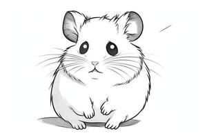 coloração página esboço do desenho animado fofa pequeno hamster. ilustração coloração livro para crianças. generativo ai foto