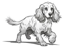 coloração página esboço do desenho animado fofa pequeno cachorro cachorro. ilustração coloração livro para crianças. generativo ai foto