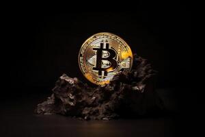 bitcoin criptografia moeda minado diretamente a partir de minério criada com generativo ai tecnologia. foto