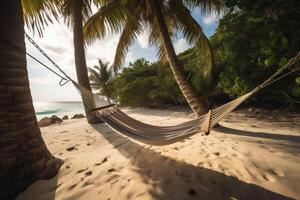 uma maca em uma tropical de praia criada com generativo ai tecnologia. foto