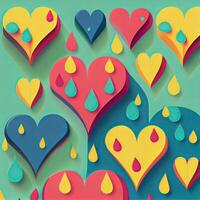 chuva do corações desatado fundo. chuva corações padronizar fundo. ar com amor chovendo. origami coração chuva derrubar. generativo ai. foto