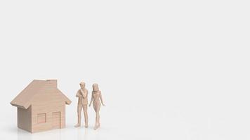 a casa madeira e figura em branco fundo para propriedade ou Estado conceito 3d Renderização foto