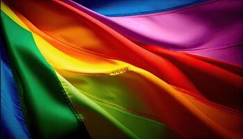arco Iris bandeira. ilustração. acenando colorida arco Iris bandeira. detalhe do a arco Iris bandeira. generativo ai foto
