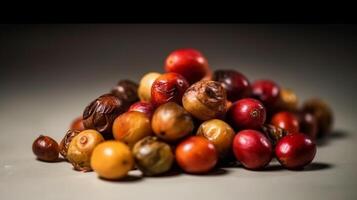 uma ramo do cru café frutas estúdio tiro produtos fotografia e Boa apresentação. foto