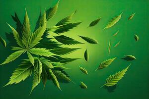 cannabis ou maconha fundo. realista ilustração do a plantar dentro topo Visão em branco fundo. cannabis verde abstrato fundo. generativo ai. foto
