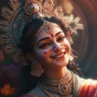 maha laxmi deusa hindu lindo fechar-se generativo ai foto