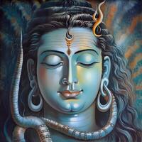 hindu Deus shiva meditando suave e pacífico face generativo ai foto