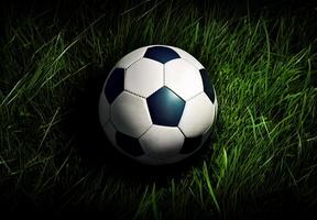 clássico futebol bola dentro uma futebol estádio em uma verde gramado - ai gerado imagem foto