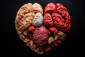 uma coração em forma mistura do uma humano coração e cérebro. foto