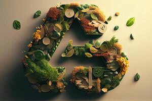 ilustração do verde Setas; flechas reciclar eco símbolo. ciclo reciclado ícone. reciclado materiais símbolo. eco conceito com reciclando símbolo. generativo ai foto