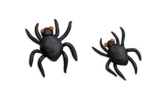 festivo dia das Bruxas aranhas conjunto feito à mão a partir de plasticina. plasticina 3d ilustração foto