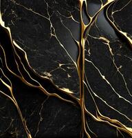 abstrato Preto dourado grunge mármore textura fundo. generativo ai foto