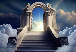 céus portão para céu fim do vida. escada para paraíso. religioso fundo. gerar ai. foto