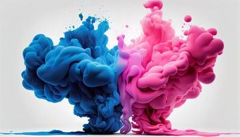 azul e Rosa colorida tintas este mistura juntos em branco fundo. gerar ai. foto
