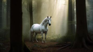 branco cavalo dentro a campo ai gerado foto