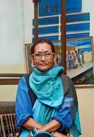 Bangladesh, fevereiro 16, 2014, retrato do bibi russell uma Bangladeshi moda desenhador e antigo internacional modelo às bibi produções, dhanmondi, dhaka. foto
