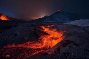 fumaça vulcânico montanha. gerar ai foto